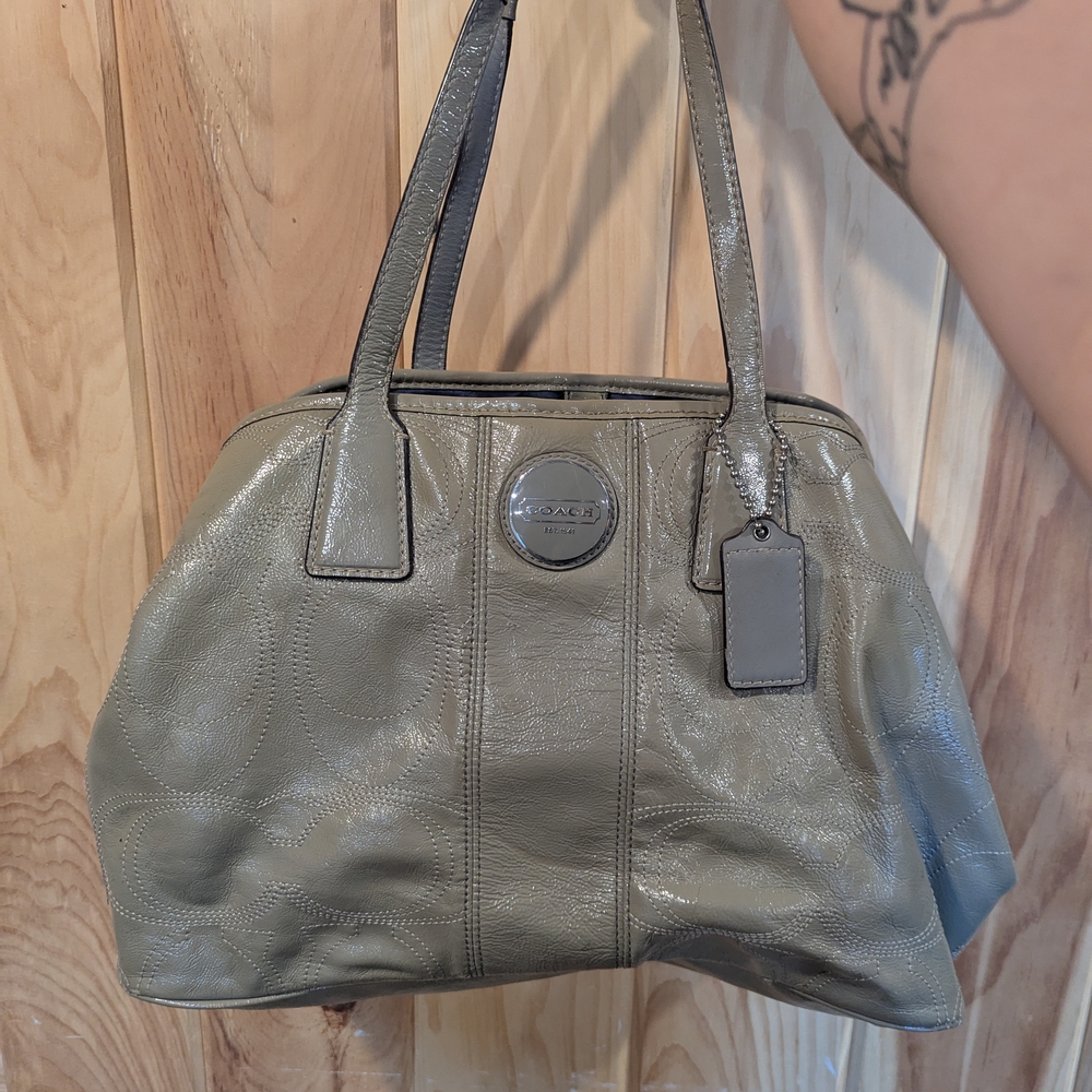 Coach Metallic Gray Shoulder Bag